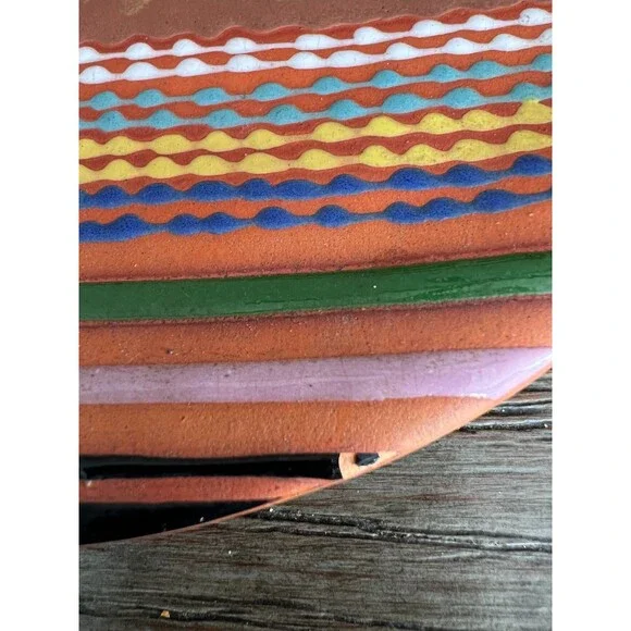 Cerogo Santo Domingo Terra Cotta Hand Painted Sunset BOHO Pottery Wall Plaque - Picture 6 of 6